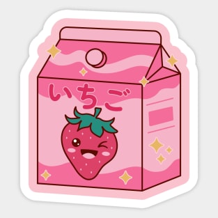 Strawberry Milk Box Cute Kawaii Smiley Sticker